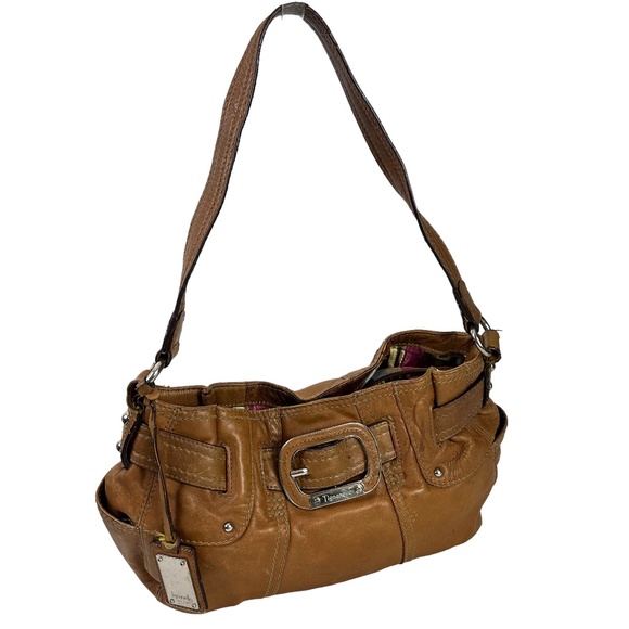 Tignanello Handbags - TIGNANELLO Brown Tan Shoulder Bag Genuine Leather Satchel Purse Handbag Tote